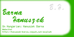 barna hanuszek business card